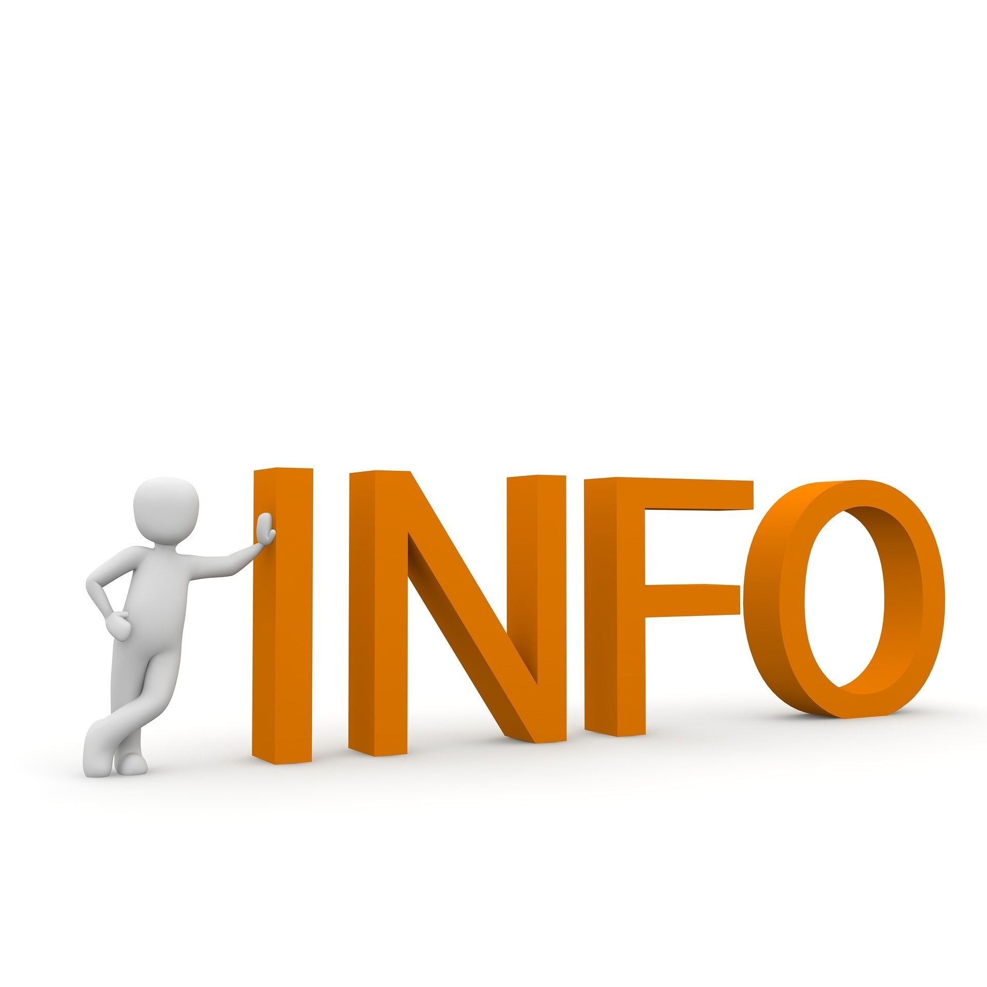 orangfarbener Schriftzug mit Info