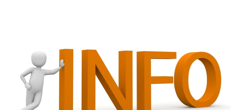 orangfarbener Schriftzug mit Info
