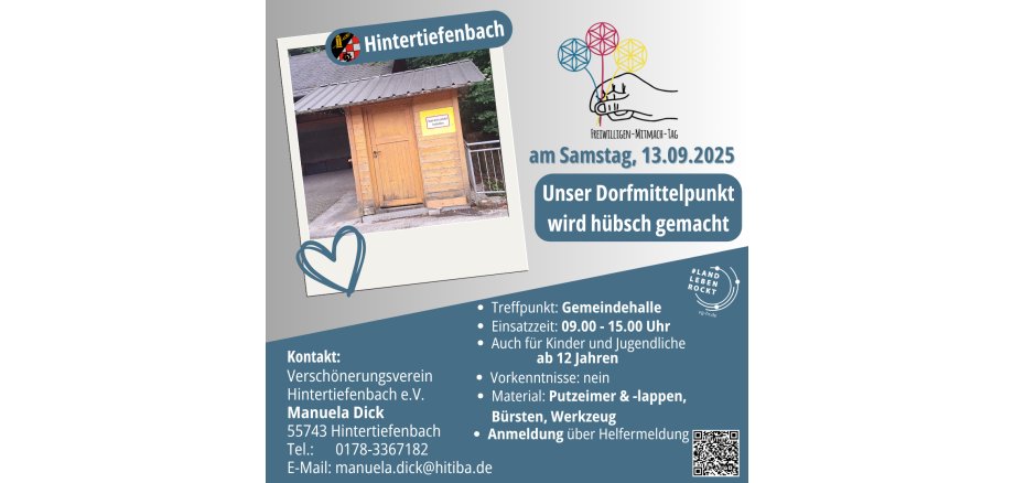 Plakat des Projektes in Hintertiefenbach (nähere Infos im Fließtext)