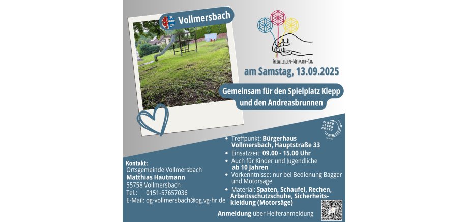 Plakat des Projektes in Vollmersbach (nähere Infos im Fließtext)