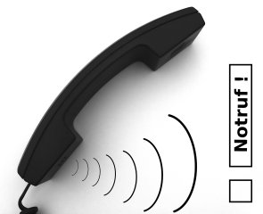 Telefonhörer Telefonhörer und die Schrift "Notruf"