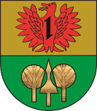 Wappen der Ortsgemeinde Bollenbach In geteiltem Schild oben in Gold ein rotes Fabeltier mit einem Wolfskopf und weit geöffneten Schwingen belegt mit einem schwarzen Wolfshaken. Unten in Grün drei Bäume.