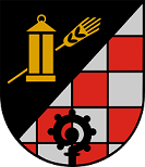 In schräg-links geteiltem Schilde vorne, in Schwarz eine goldene Laterne und eine goldene Ähre.