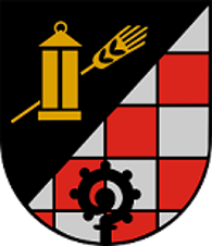 Wappen der Ortsgemeinde Hintertiefenbach In schräg-links geteiltem Schilde vorne, in Schwarz eine goldene Laterne und eine goldene Ähre.