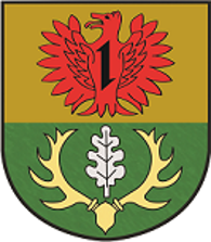 Wappen der Ortsgemeinde Stipshausen In geteiltem Schild oben in Gold ein rotes Fabeltier mit einem Wolfskopf und weit geöffneten Schwingen belegt mit einem schwarzen Wolfshaken, unten in Grün ein goldenes Hirschgeweih mit Grind, darüber ein silbernes Eichenblatt.