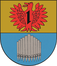 Wappen der Ortsgemeinde Sulzbach In geteiltem Schild oben in Gold ein rotes Fabeltier mit einem Wolfskopf und weit geöffneten Schwingen belegt mit einem schwarzen Wolfshaken, unten in Blau elf silberne Orgelpfeifen.