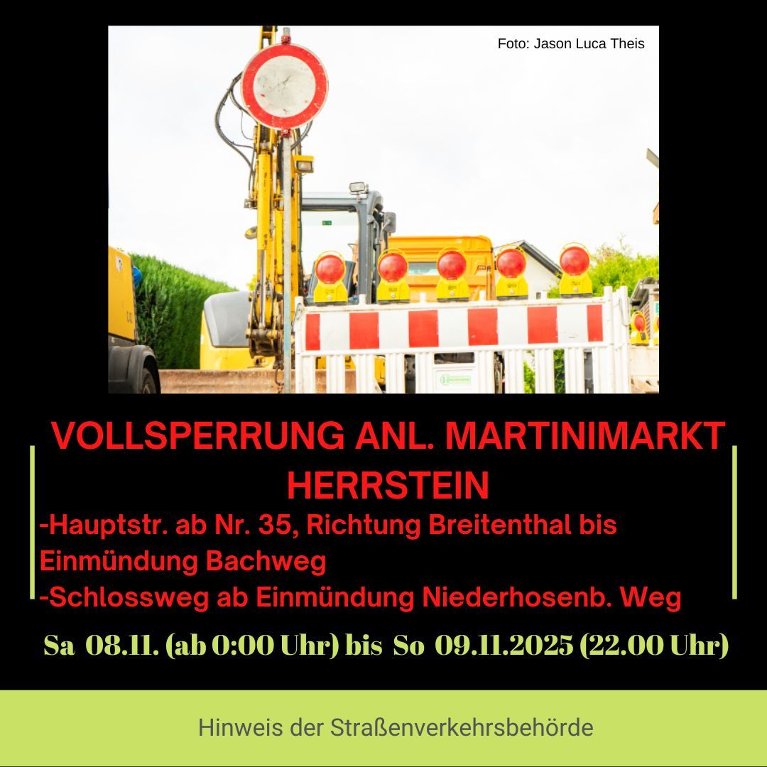 Straßensperrung anlässlich Martinimarkt