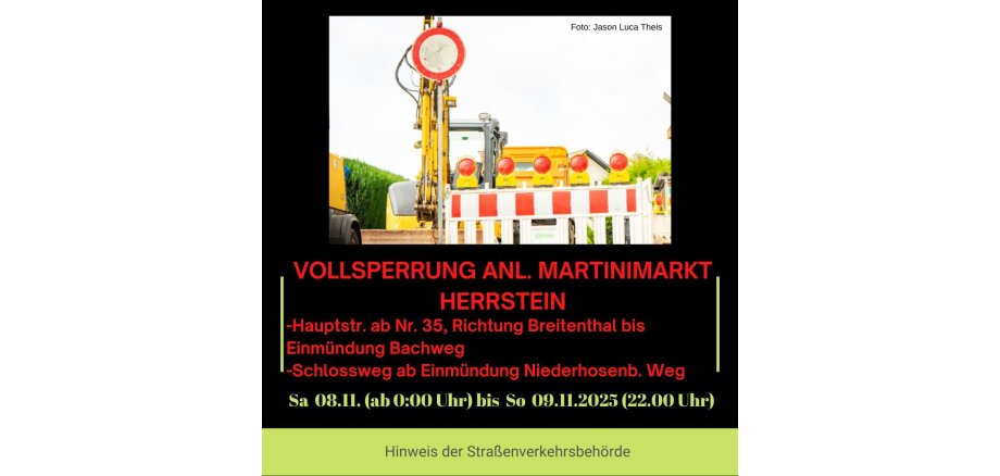Straßensperrung anlässlich Martinimarkt Straßensperrung anlässlich Martinimarkt
