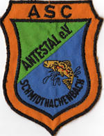 Wappen SC Antestal Wappen des ASC Antestal, äußere Einfassung in orange, innen linke Hälfte grün, rechte Hälfte blau mit Abbildung gelber Fisch