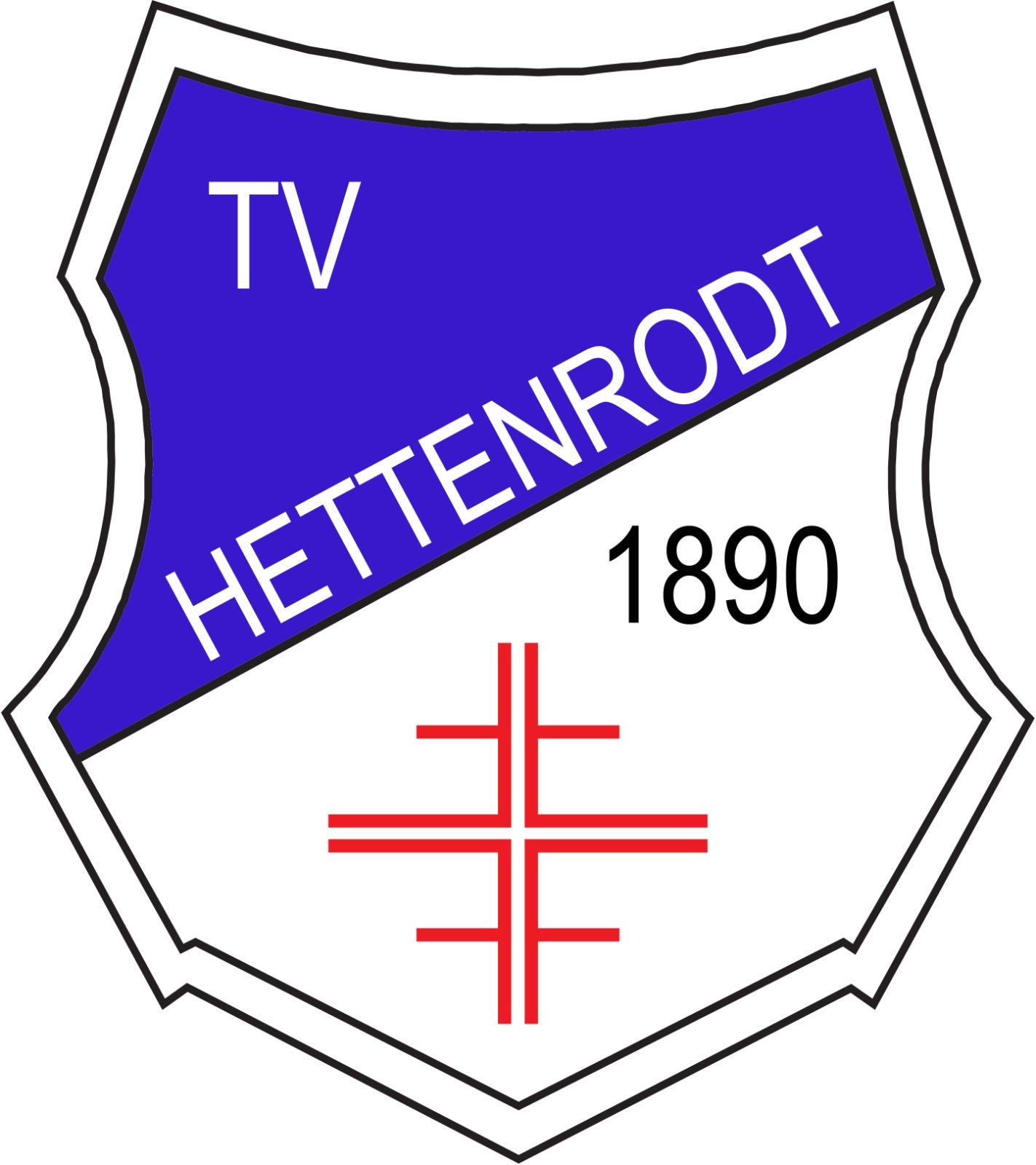 Logo TV Hettenrodt oberer teil des logos ist blau, in weißer schrift steht tv hettenrodt, unterer teil ist weiß, in schwarzer schrift steht 1890