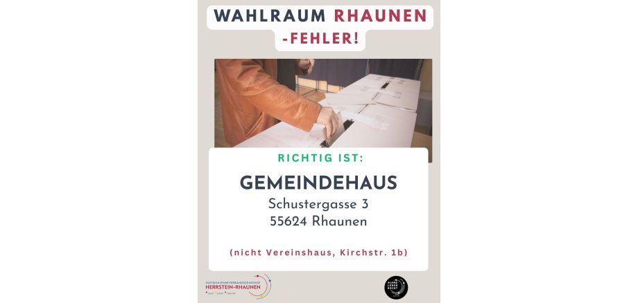 Hinweis zum Wahlraum Rhaunen Hinweis zum Wahlraum Rhaunen